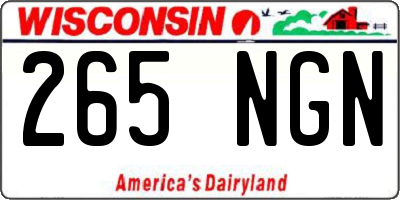 WI license plate 265NGN