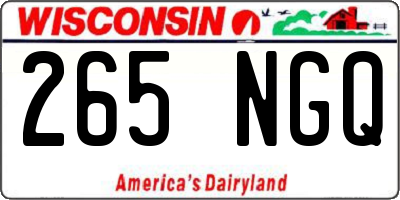 WI license plate 265NGQ
