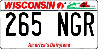 WI license plate 265NGR