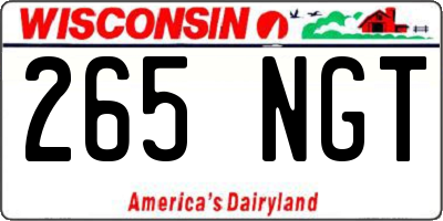 WI license plate 265NGT