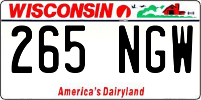 WI license plate 265NGW