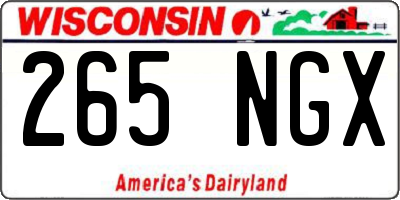 WI license plate 265NGX