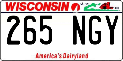 WI license plate 265NGY
