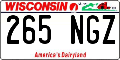WI license plate 265NGZ