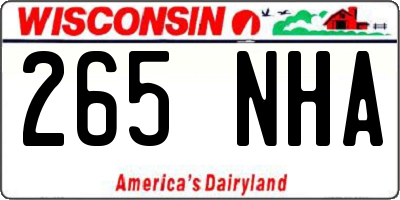 WI license plate 265NHA