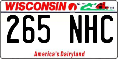 WI license plate 265NHC