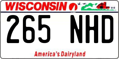WI license plate 265NHD