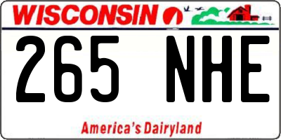WI license plate 265NHE