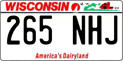 WI license plate 265NHJ