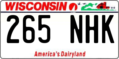 WI license plate 265NHK