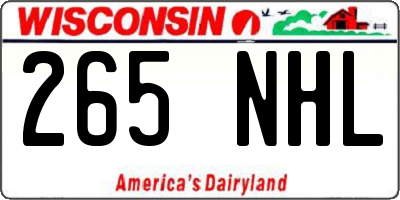 WI license plate 265NHL