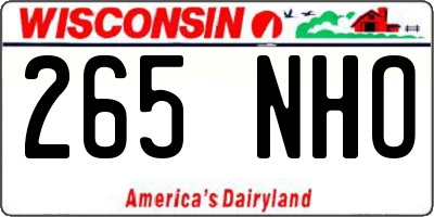 WI license plate 265NHO