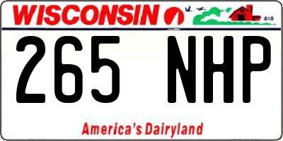 WI license plate 265NHP