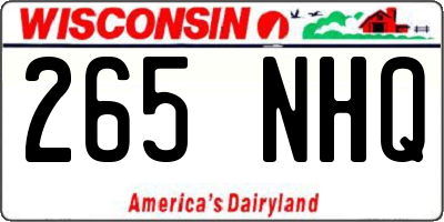 WI license plate 265NHQ