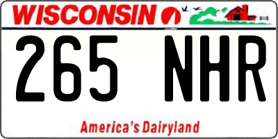 WI license plate 265NHR