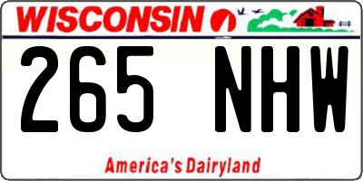 WI license plate 265NHW