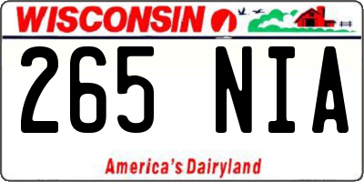 WI license plate 265NIA