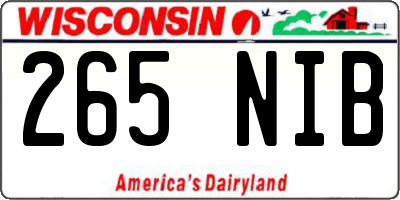 WI license plate 265NIB