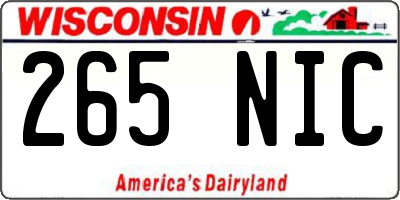 WI license plate 265NIC