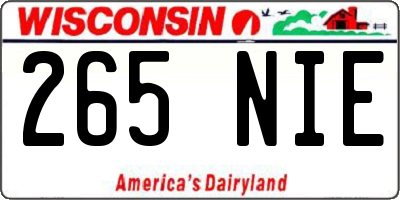 WI license plate 265NIE