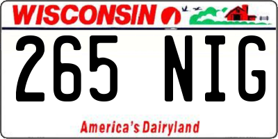 WI license plate 265NIG