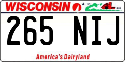 WI license plate 265NIJ