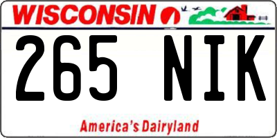 WI license plate 265NIK
