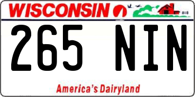WI license plate 265NIN
