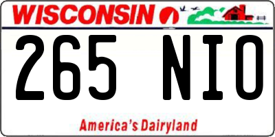 WI license plate 265NIO
