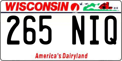 WI license plate 265NIQ