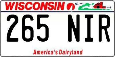 WI license plate 265NIR