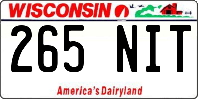 WI license plate 265NIT
