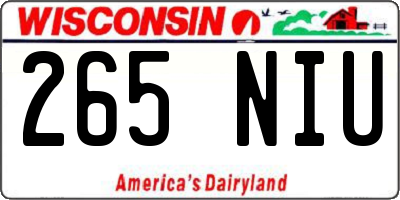 WI license plate 265NIU