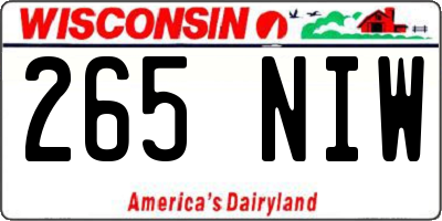 WI license plate 265NIW