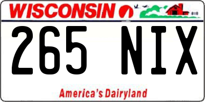 WI license plate 265NIX