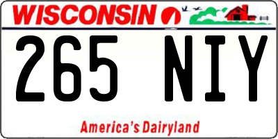 WI license plate 265NIY