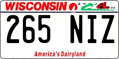 WI license plate 265NIZ