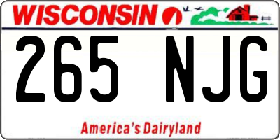 WI license plate 265NJG