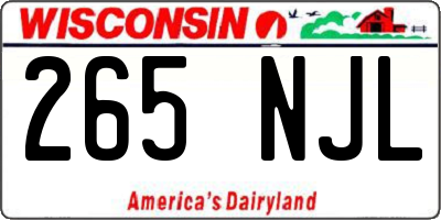 WI license plate 265NJL