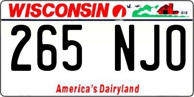 WI license plate 265NJO