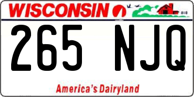 WI license plate 265NJQ