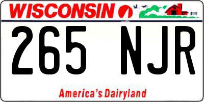 WI license plate 265NJR