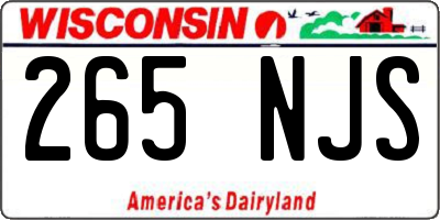 WI license plate 265NJS