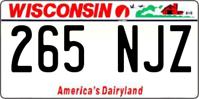 WI license plate 265NJZ
