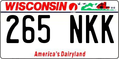 WI license plate 265NKK