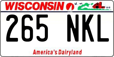 WI license plate 265NKL