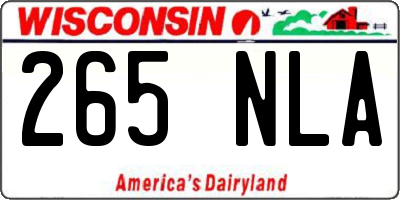 WI license plate 265NLA
