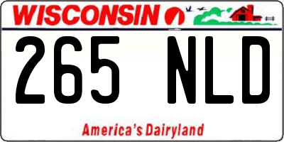 WI license plate 265NLD