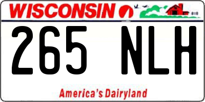 WI license plate 265NLH