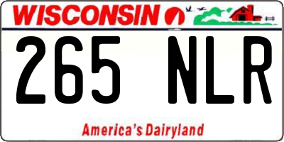 WI license plate 265NLR